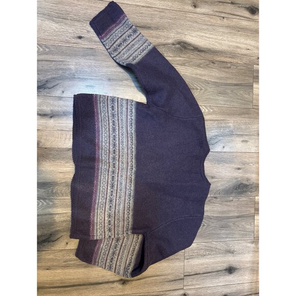 Tally-Ho Womens Wool Sweater Cardigan PL Purple Fair Isle Pattern Purple Gray - Picture 6 of 7